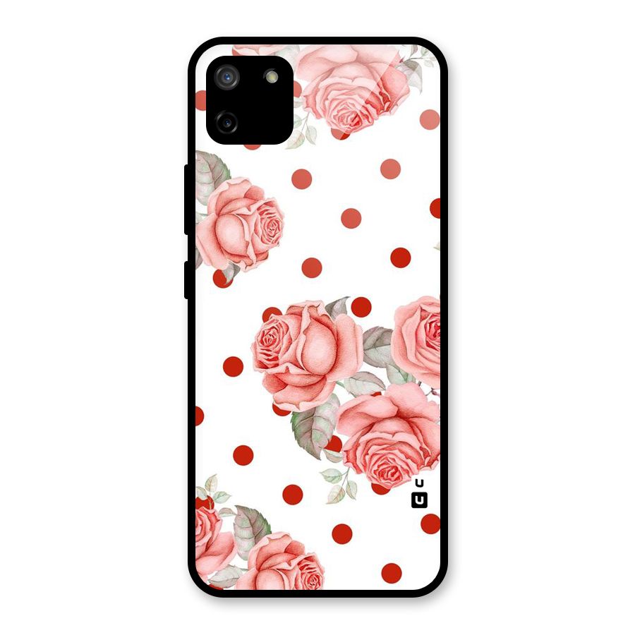 Red Peach Shade Flowers Glass Back Case for Realme C11