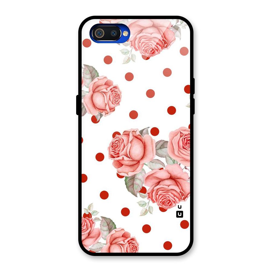 Red Peach Shade Flowers Glass Back Case for Realme C2