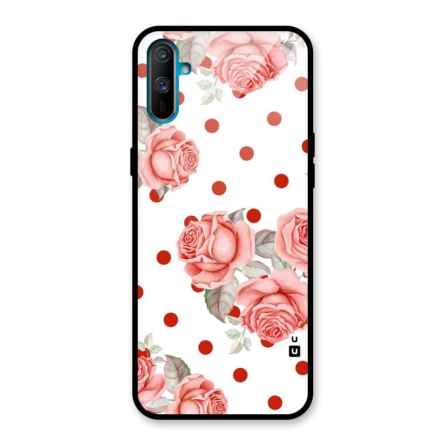 Red Peach Shade Flowers Glass Back Case for Realme C3