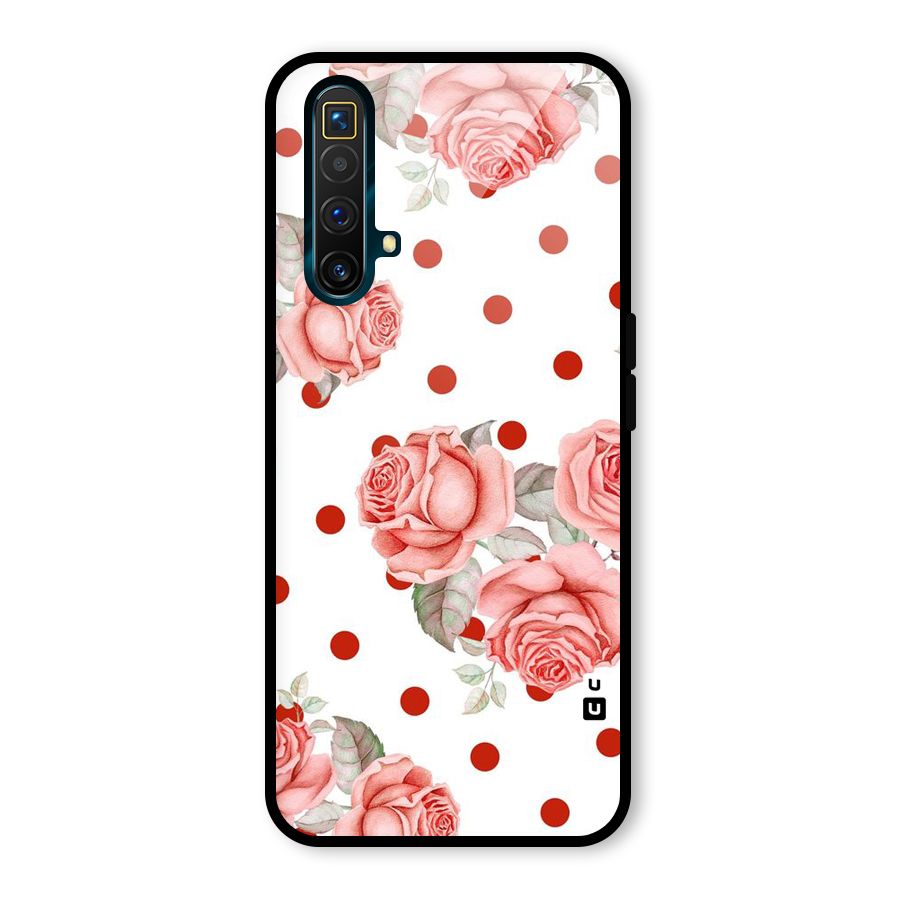 Red Peach Shade Flowers Glass Back Case for Realme X3