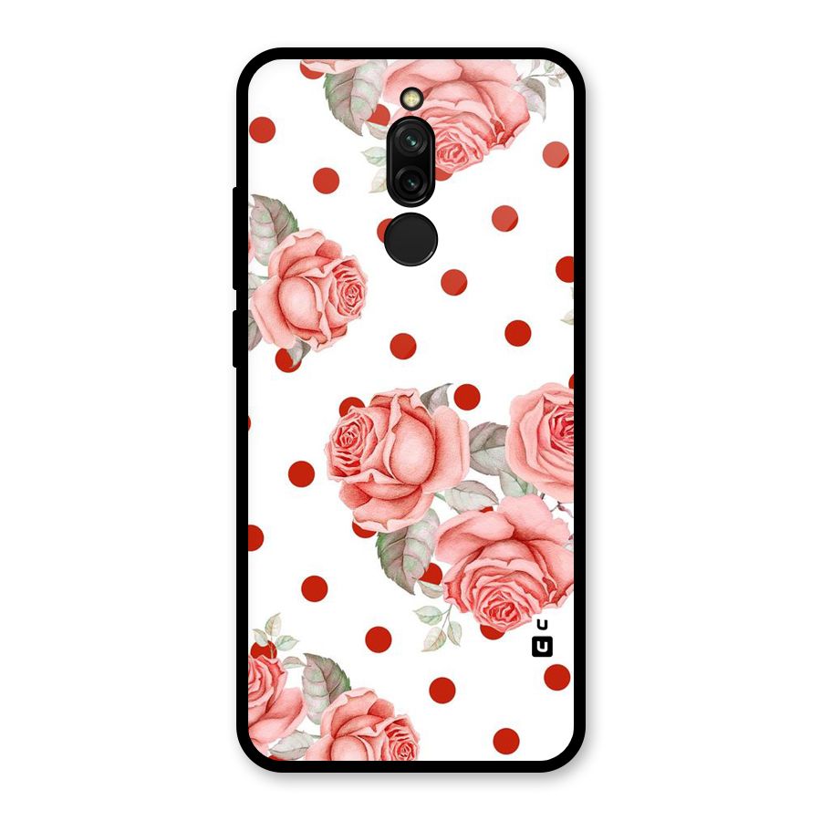 Red Peach Shade Flowers Glass Back Case for Redmi 8
