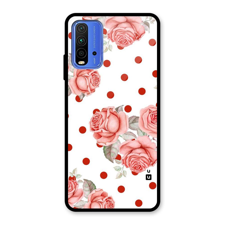 Red Peach Shade Flowers Glass Back Case for Redmi 9 Power