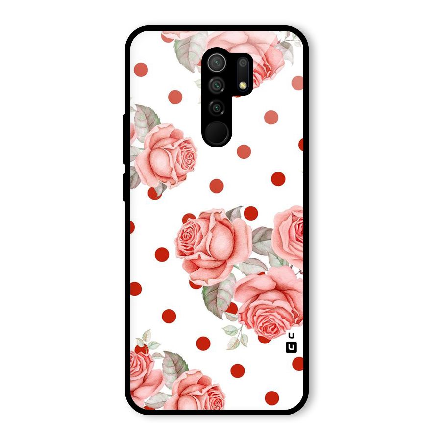 Red Peach Shade Flowers Glass Back Case for Redmi 9 Prime