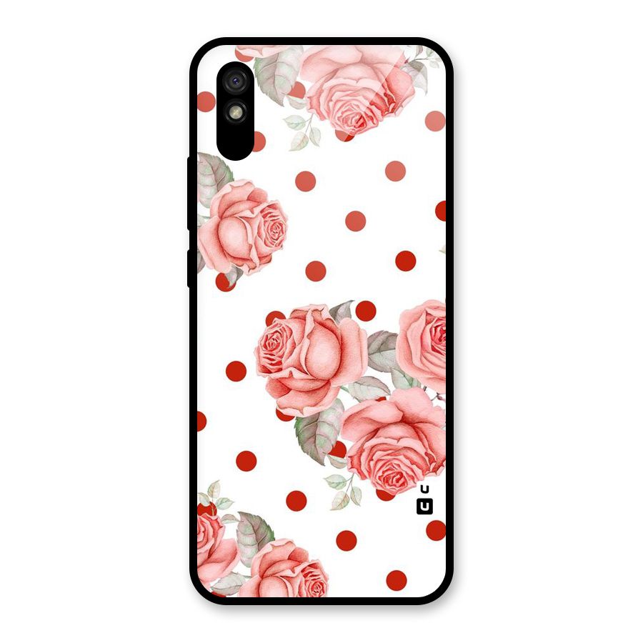 Red Peach Shade Flowers Glass Back Case for Redmi 9i