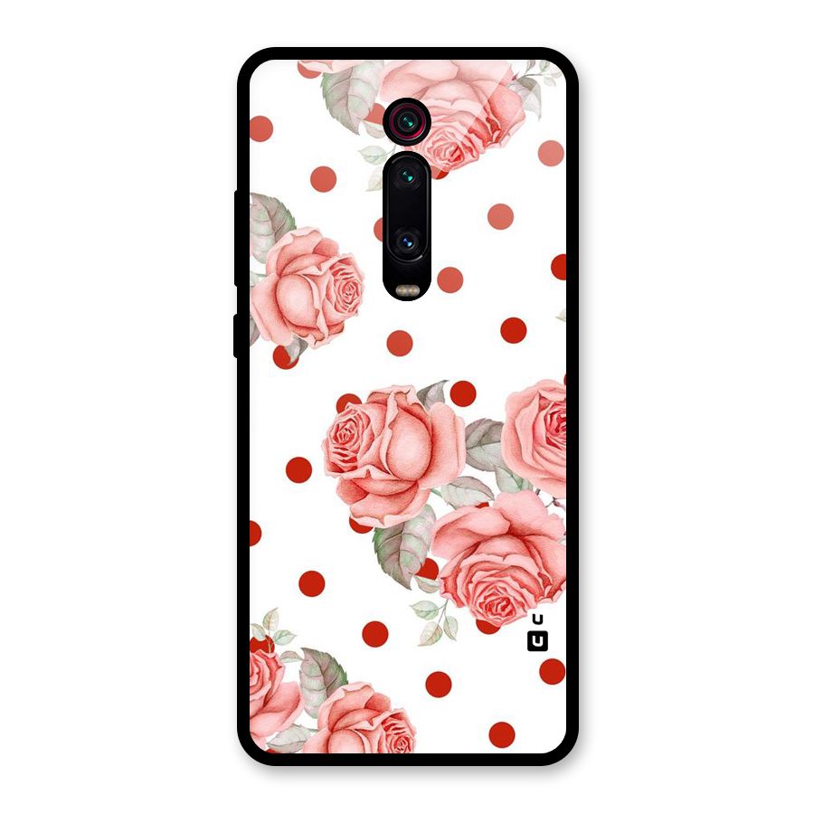 Red Peach Shade Flowers Glass Back Case for Redmi K20 Pro