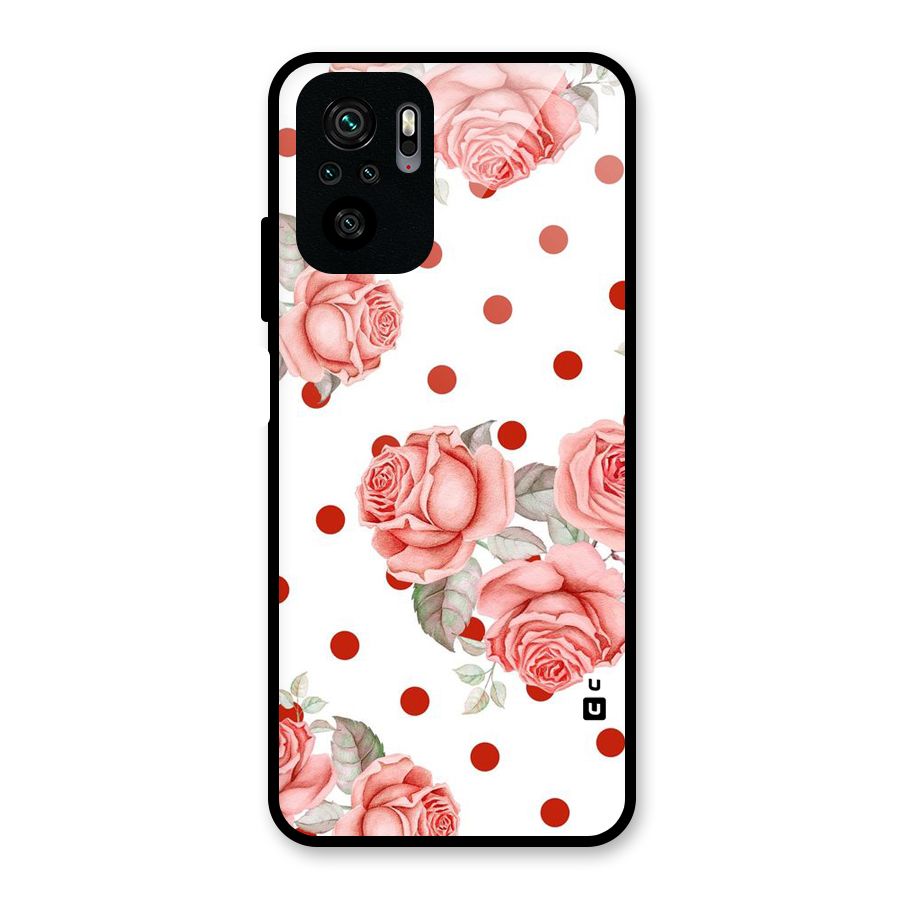 Red Peach Shade Flowers Glass Back Case for Redmi Note 10S