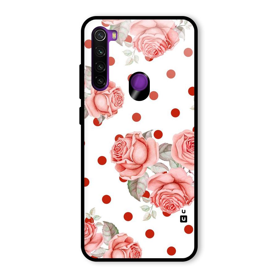 Red Peach Shade Flowers Glass Back Case for Redmi Note 8
