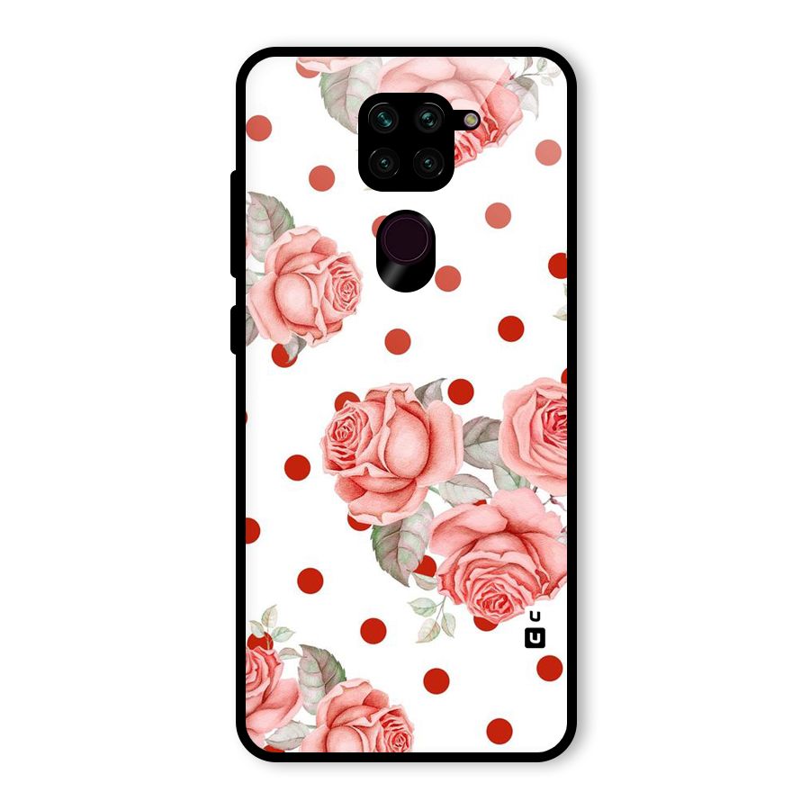 Red Peach Shade Flowers Glass Back Case for Redmi Note 9