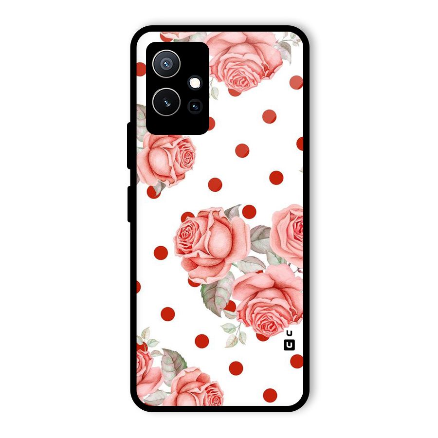 Red Peach Shade Flowers Glass Back Case for Vivo T1 5G