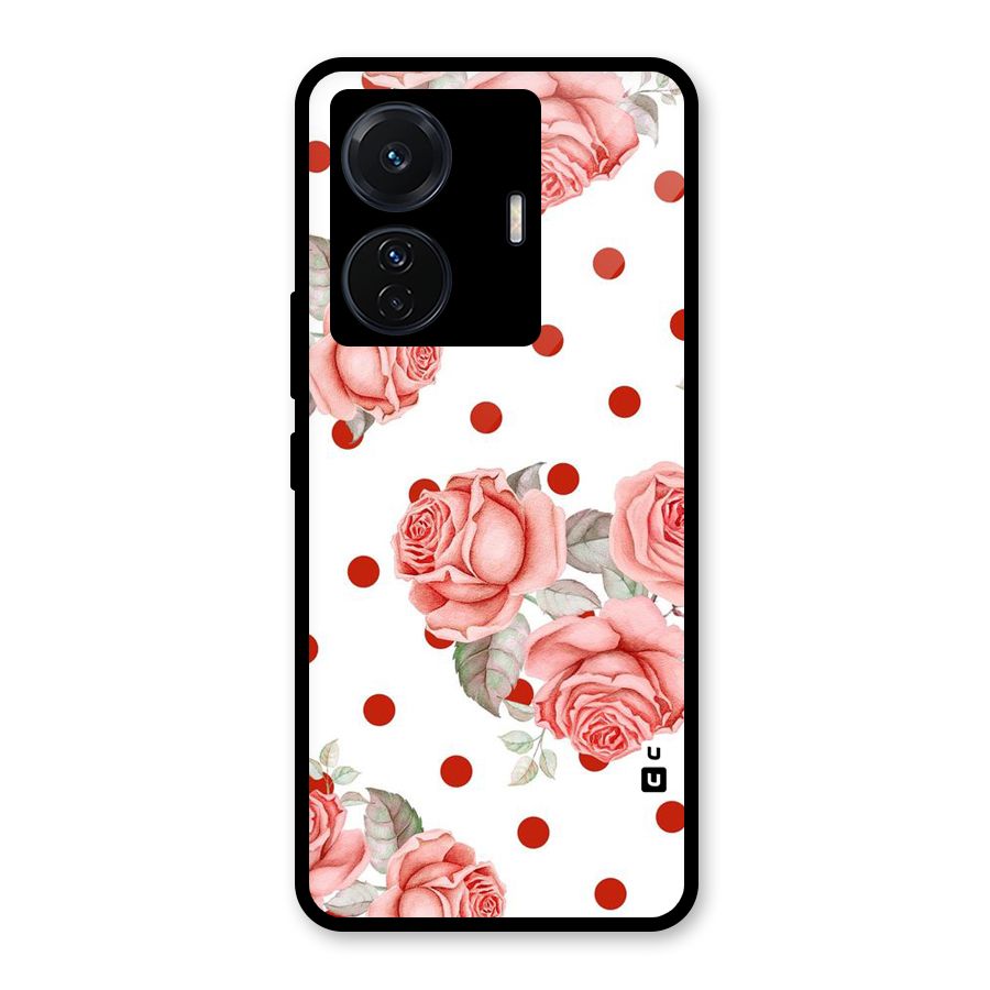 Red Peach Shade Flowers Glass Back Case for Vivo T1 Pro