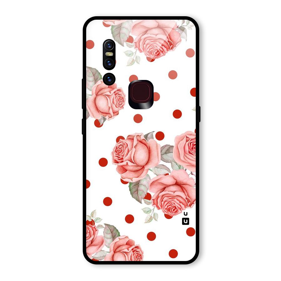 Red Peach Shade Flowers Glass Back Case for Vivo V15