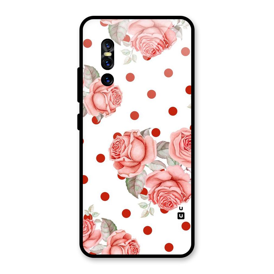 Red Peach Shade Flowers Glass Back Case for Vivo V15 Pro