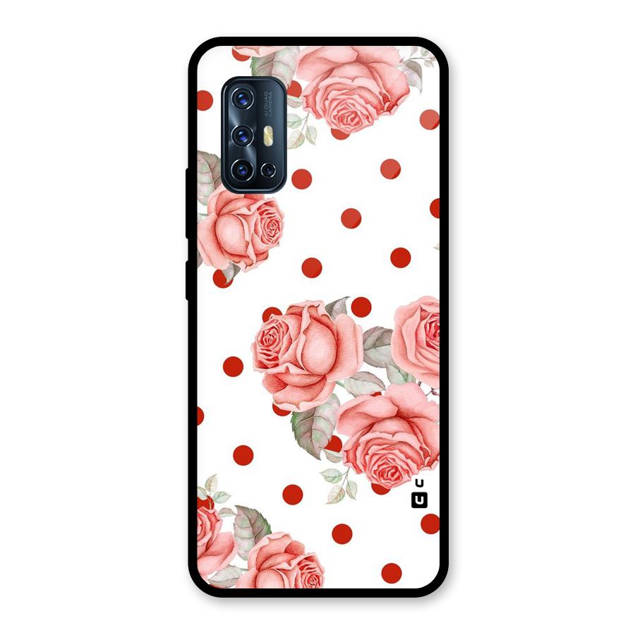 Red Peach Shade Flowers Glass Back Case for Vivo V17