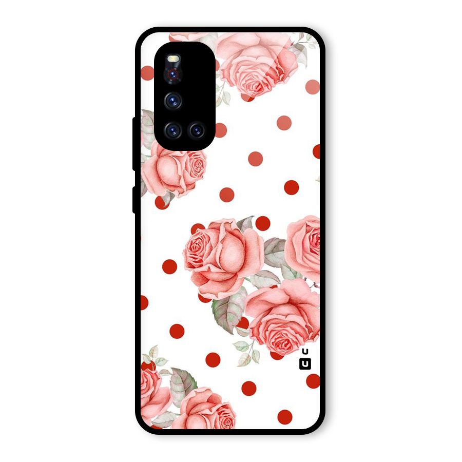 Red Peach Shade Flowers Glass Back Case for Vivo V19