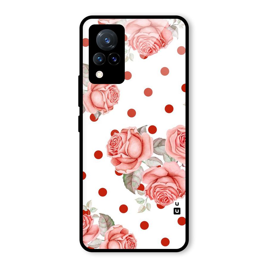 Red Peach Shade Flowers Glass Back Case for Vivo V21 5G