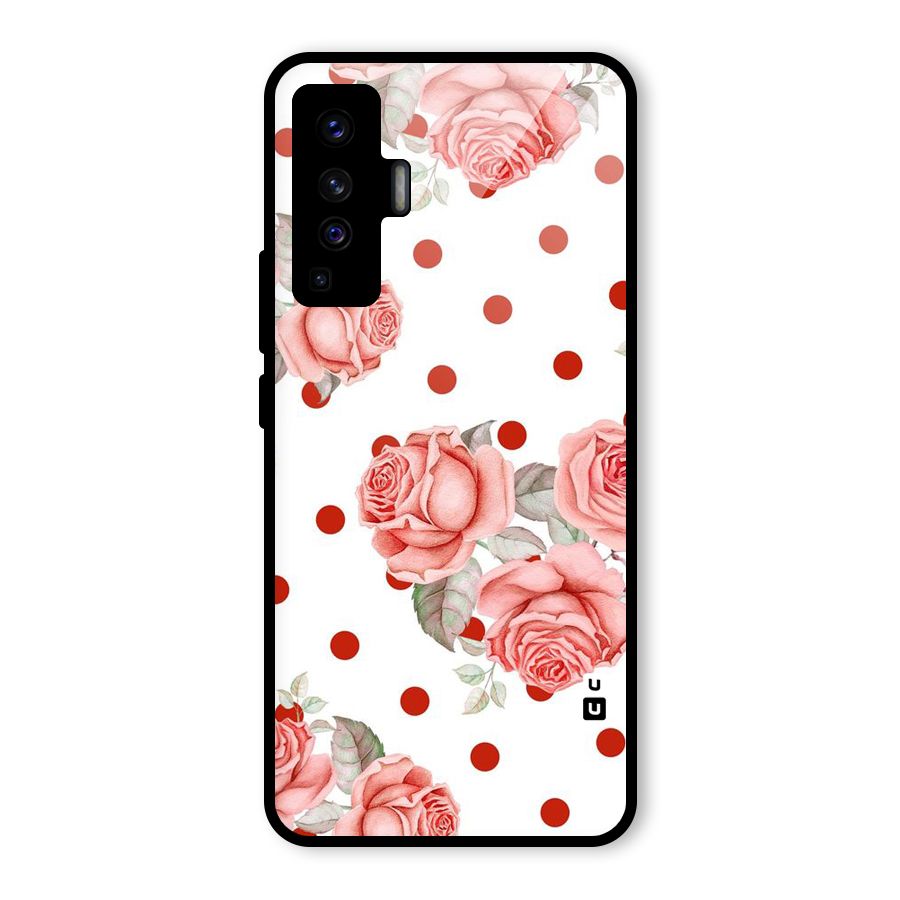 Red Peach Shade Flowers Glass Back Case for Vivo X50