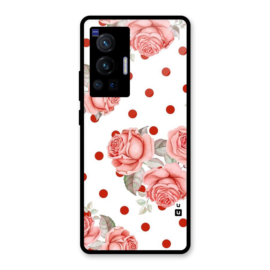 Red Peach Shade Flowers Glass Back Case for Vivo X70 Pro