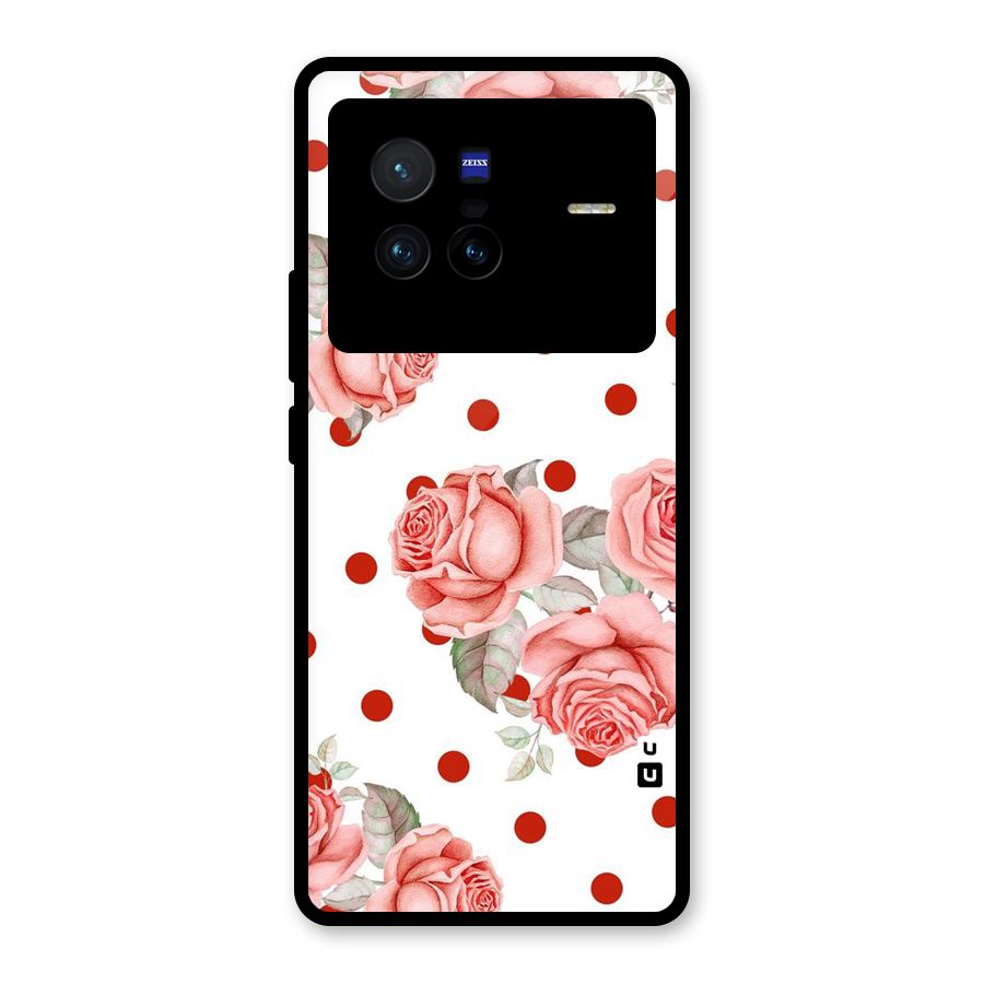 Red Peach Shade Flowers Glass Back Case for Vivo X80