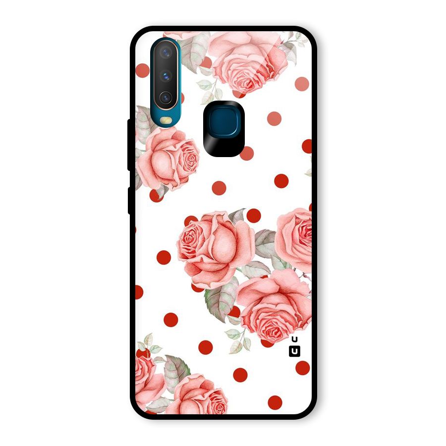 Red Peach Shade Flowers Glass Back Case for Vivo Y15