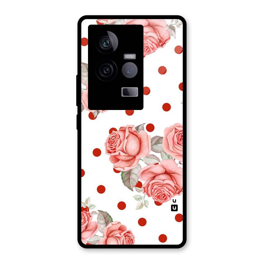 Red Peach Shade Flowers Glass Back Case for Vivo iQOO 11 5G