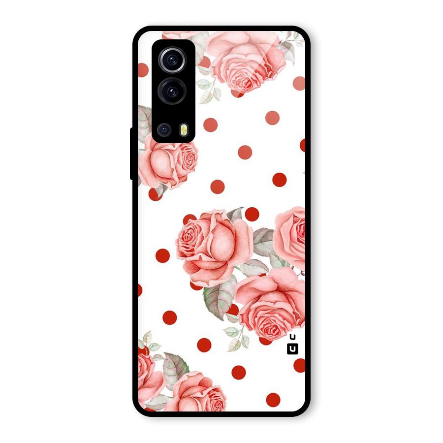 Red Peach Shade Flowers Glass Back Case for Vivo iQOO Z3