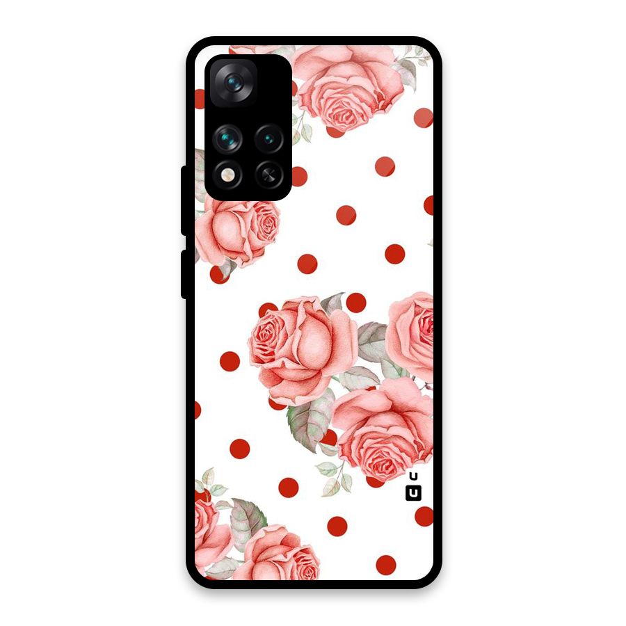 Red Peach Shade Flowers Glass Back Case for Xiaomi 11i HyperCharge 5G