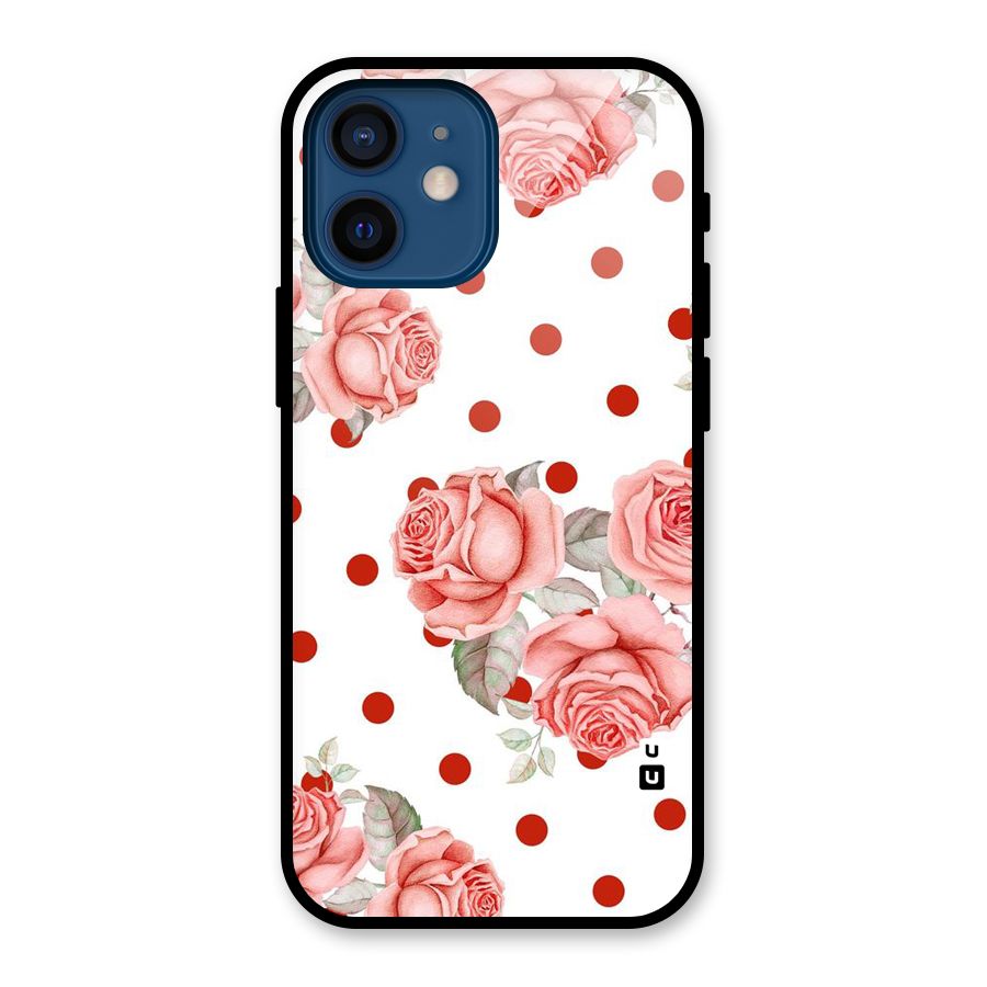 Red Peach Shade Flowers Glass Back Case for iPhone 12 Mini