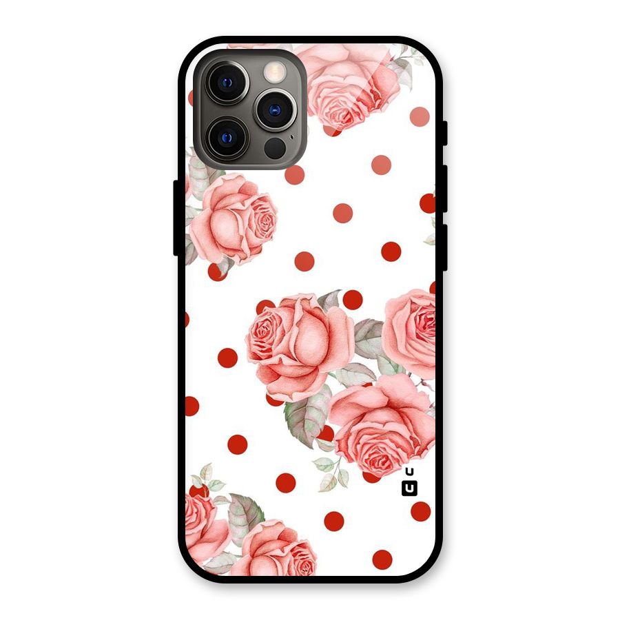 Red Peach Shade Flowers Glass Back Case for iPhone 12 Pro