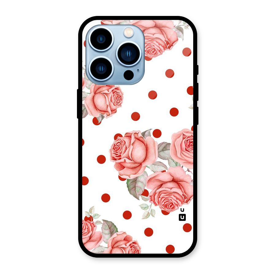 Red Peach Shade Flowers Glass Back Case for iPhone 13 Pro