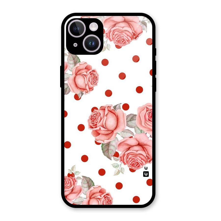 Red Peach Shade Flowers Glass Back Case for iPhone 14 Plus