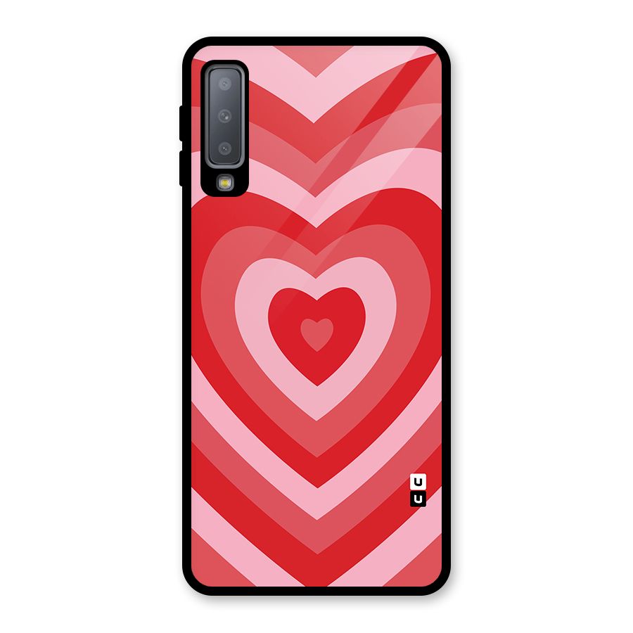 Red Retro Hearts Glass Back Case for Galaxy A7 (2018)