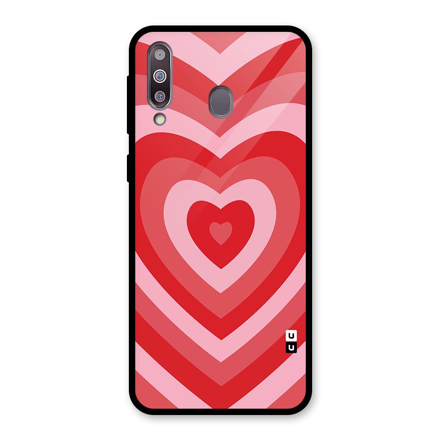 Red Retro Hearts Glass Back Case for Galaxy M30