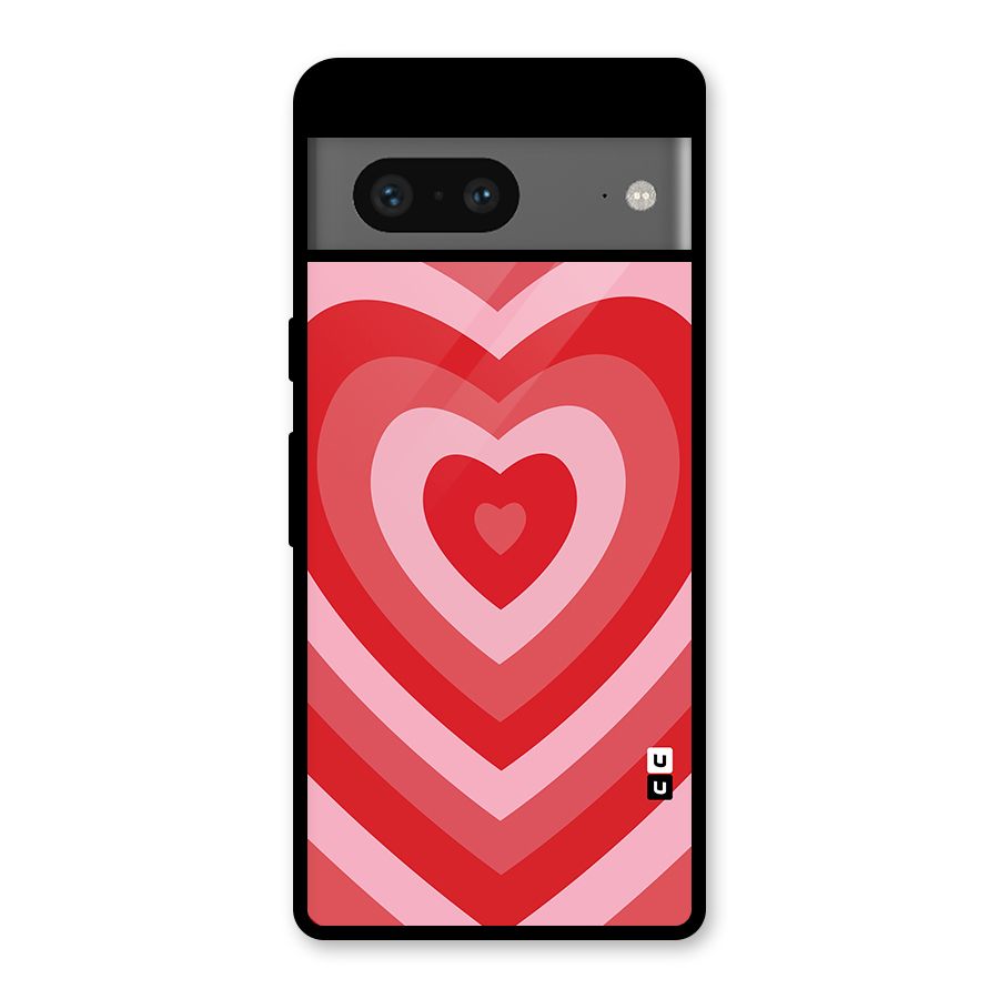 Red Retro Hearts Glass Back Case for Google Pixel 7