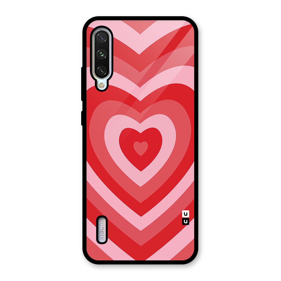 Red Retro Hearts Glass Back Case for Mi A3