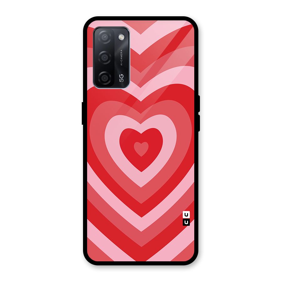 Red Retro Hearts Glass Back Case for Oppo A53s 5G