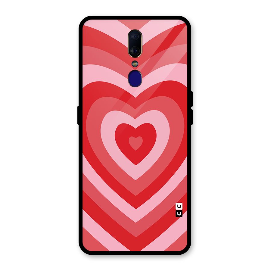 Red Retro Hearts Glass Back Case for Oppo F11