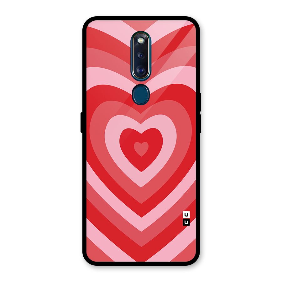 Red Retro Hearts Glass Back Case for Oppo F11 Pro