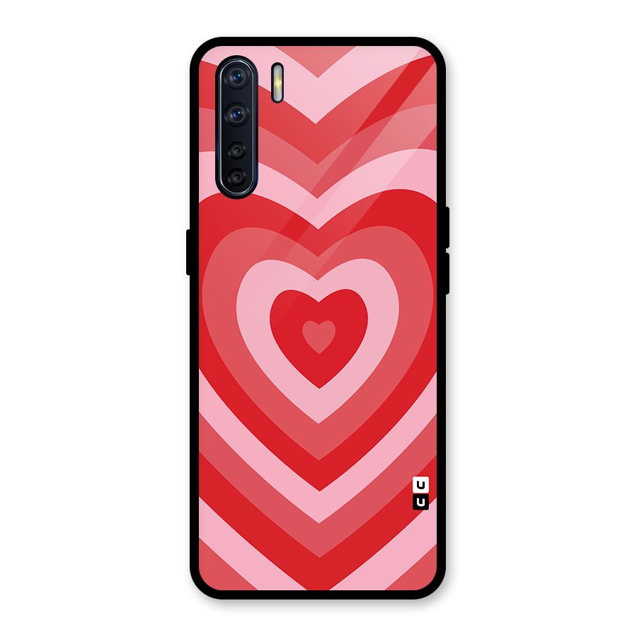 Red Retro Hearts Glass Back Case for Oppo F15