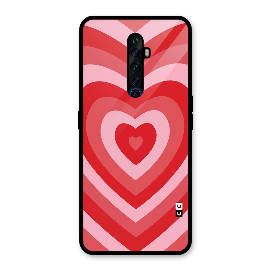 Red Retro Hearts Glass Back Case for Oppo Reno2 F