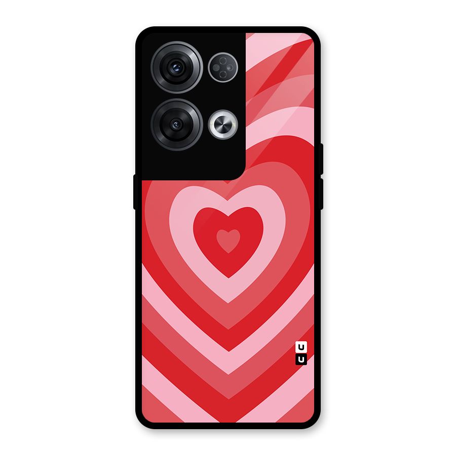 Red Retro Hearts Glass Back Case for Oppo Reno8 Pro 5G