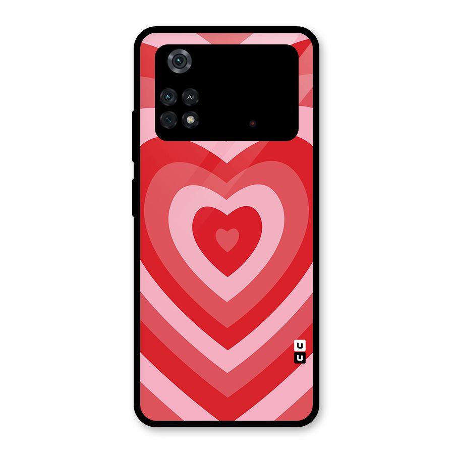 Red Retro Hearts Glass Back Case for Poco M4 Pro 4G