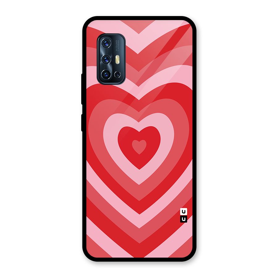 Red Retro Hearts Glass Back Case for Vivo V17