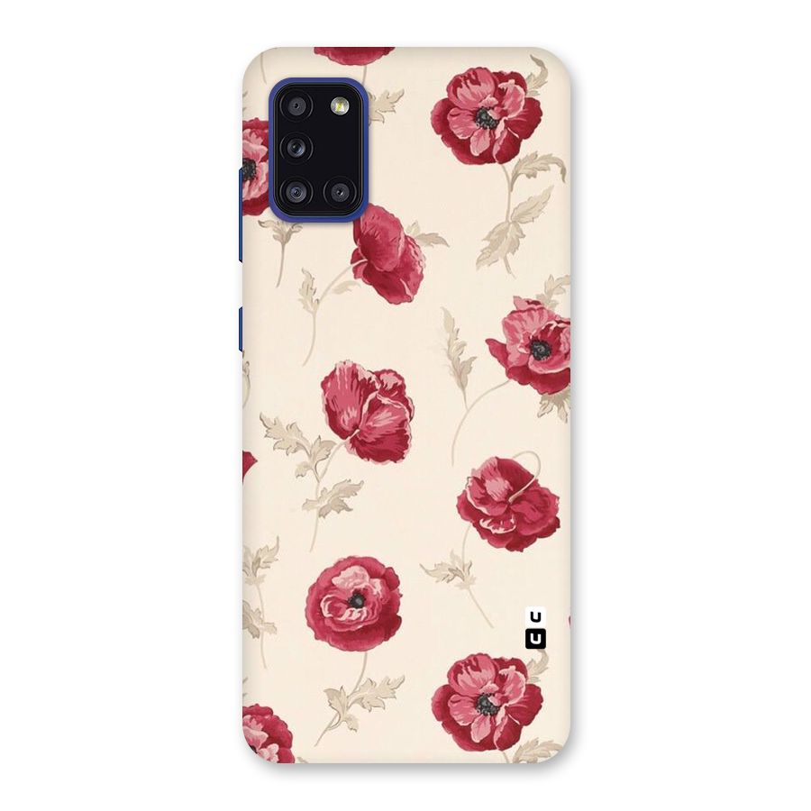 Red Rose Floral Art Back Case for Galaxy A31