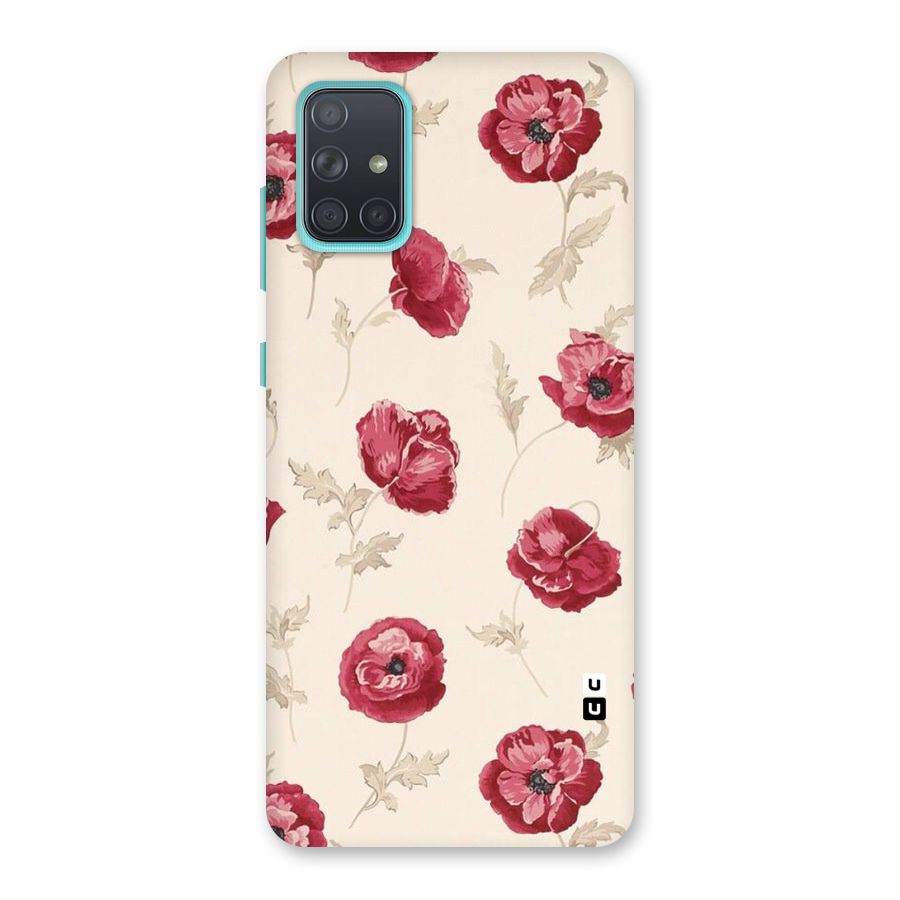 Red Rose Floral Art Back Case for Galaxy A71