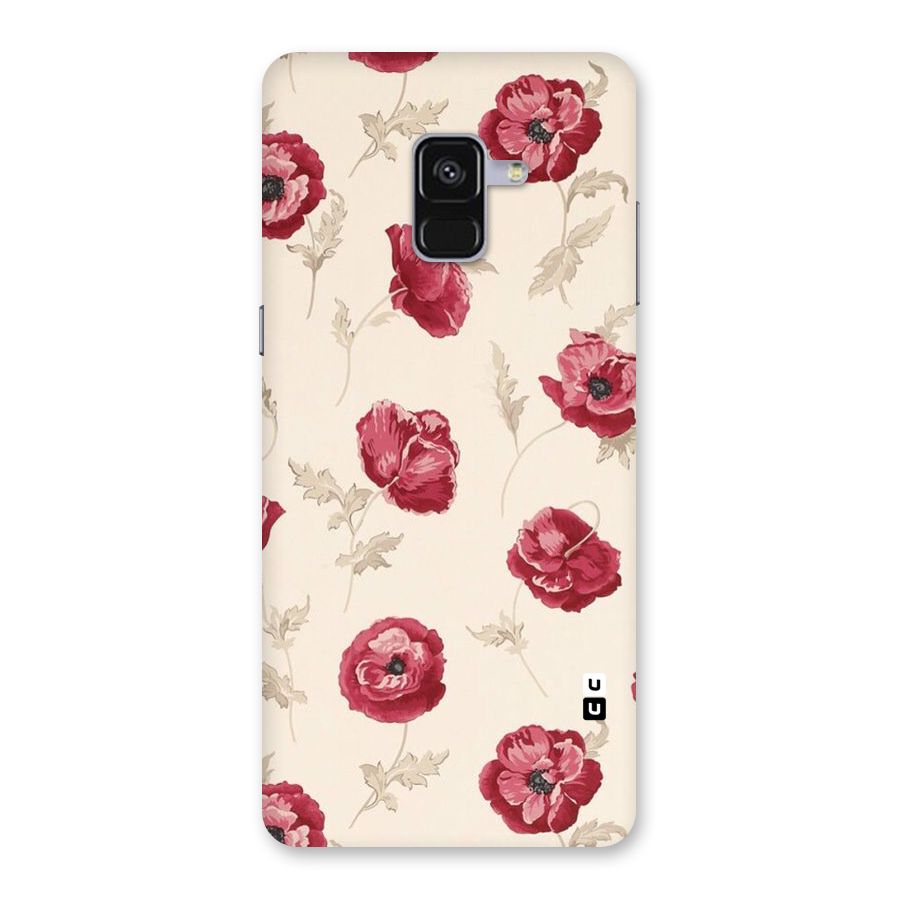 Red Rose Floral Art Back Case for Galaxy A8 Plus
