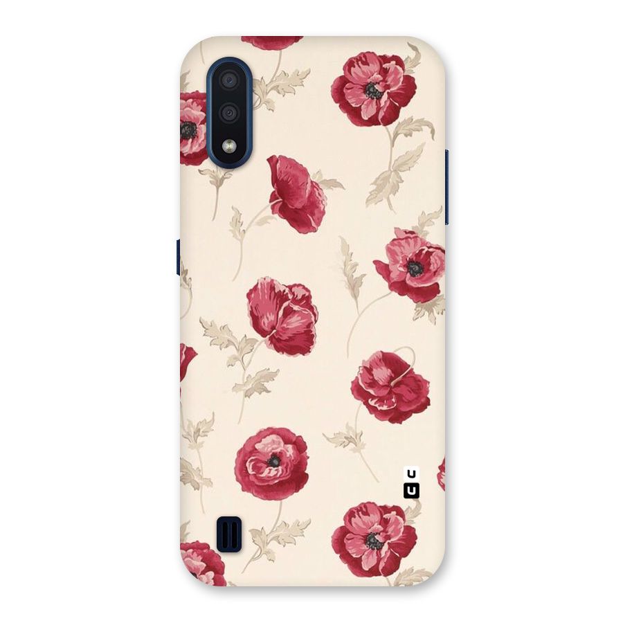 Red Rose Floral Art Back Case for Galaxy M01