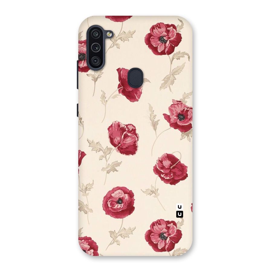 Red Rose Floral Art Back Case for Galaxy M11