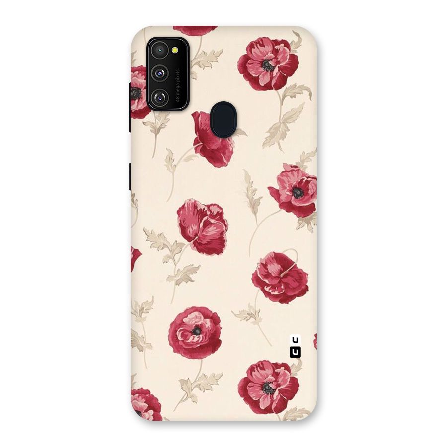 Red Rose Floral Art Back Case for Galaxy M30s