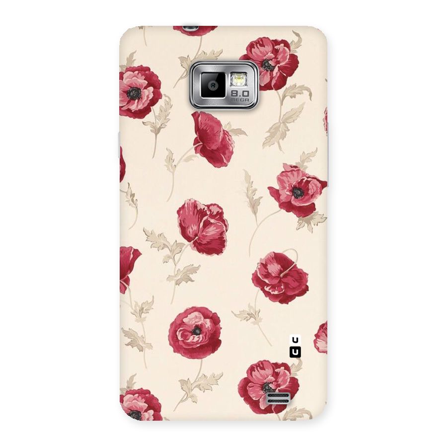 Red Rose Floral Art Back Case for Galaxy S2