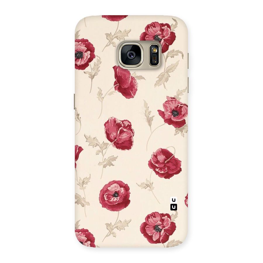 Red Rose Floral Art Back Case for Galaxy S7